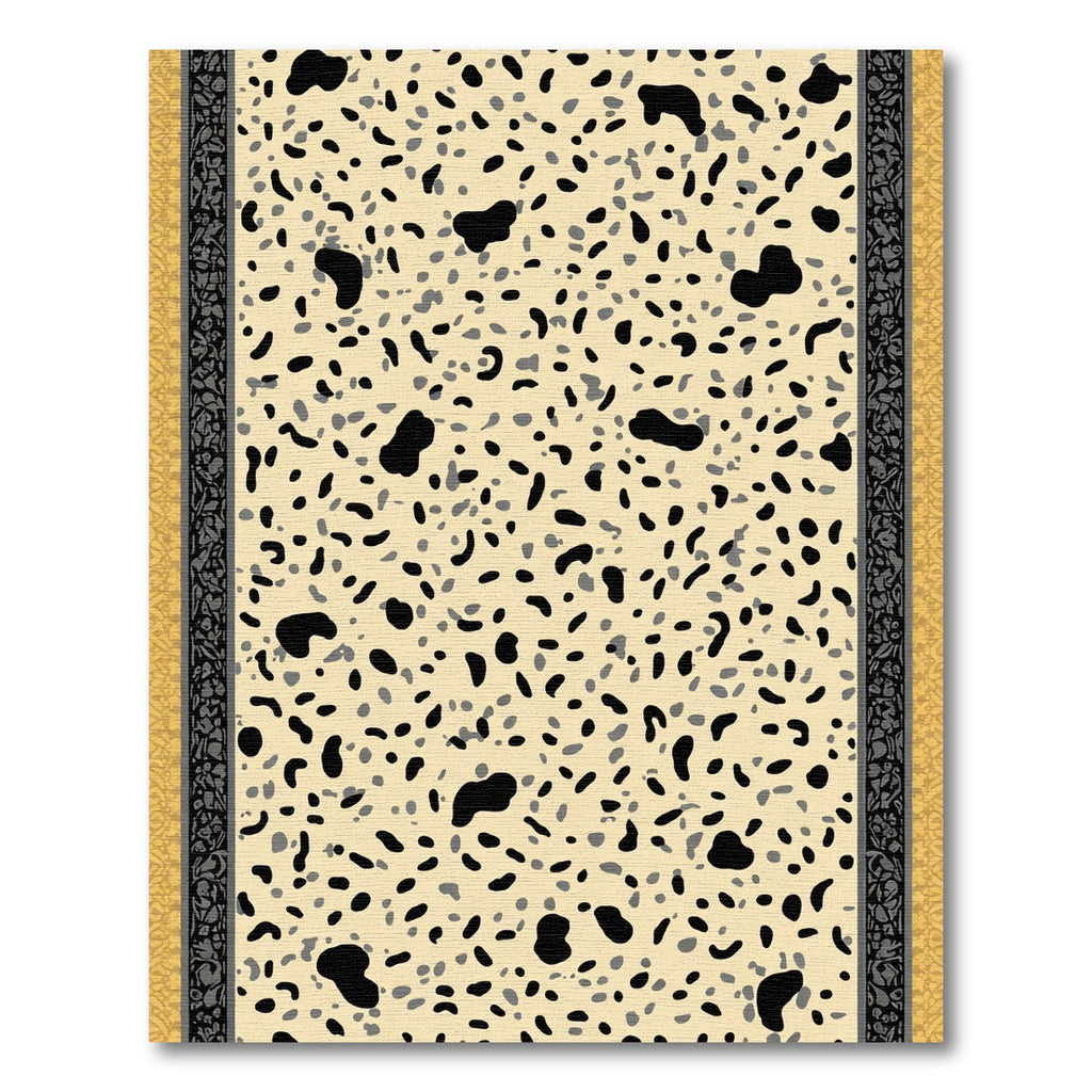 Dappled Black Gray Terrazzo Bordered Rug