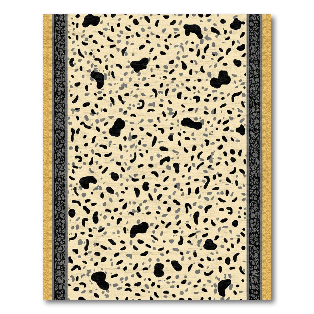 Dappled Black Gray Terrazzo Bordered Rug