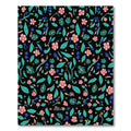 Coral Teal Pink Floral Tropical Black Rug
