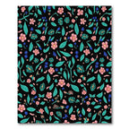 Coral Teal Pink Floral Tropical Black Rug