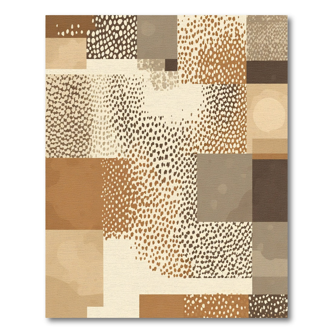 Patchwork Brown Stippled Geometric Rug