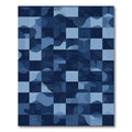 Shades of Blue Geometric Abstract Tiles Rug