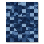 Shades of Blue Geometric Abstract Tiles Rug