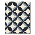 Retro Blue Interlocking Petal Geometric Rug
