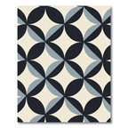 Retro Blue Interlocking Petal Geometric Rug
