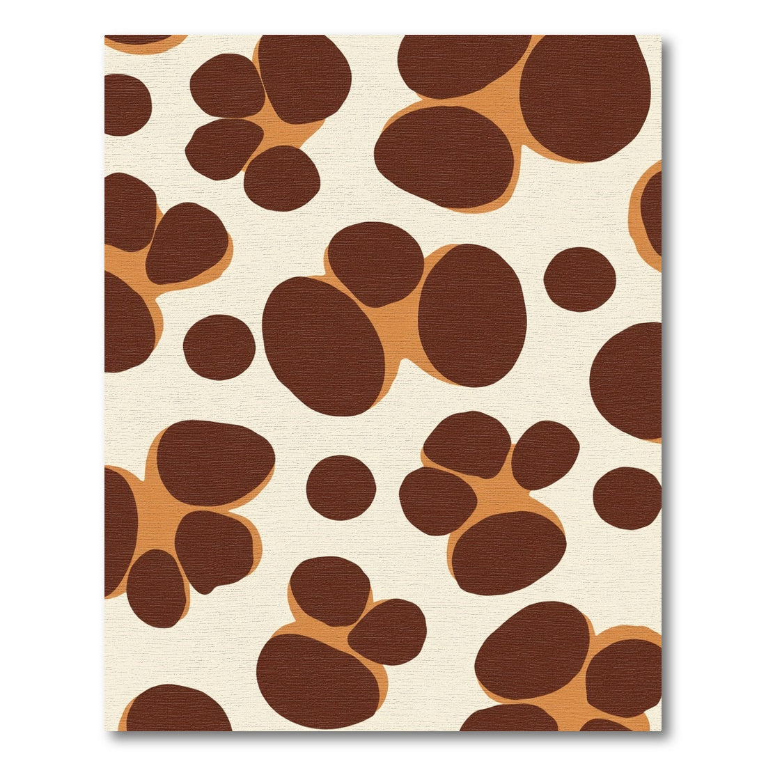 Brown Paw Print White Cream Rug