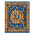 Orange Medallion With Blue Background Rug
