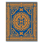 Orange Medallion With Blue Background Rug