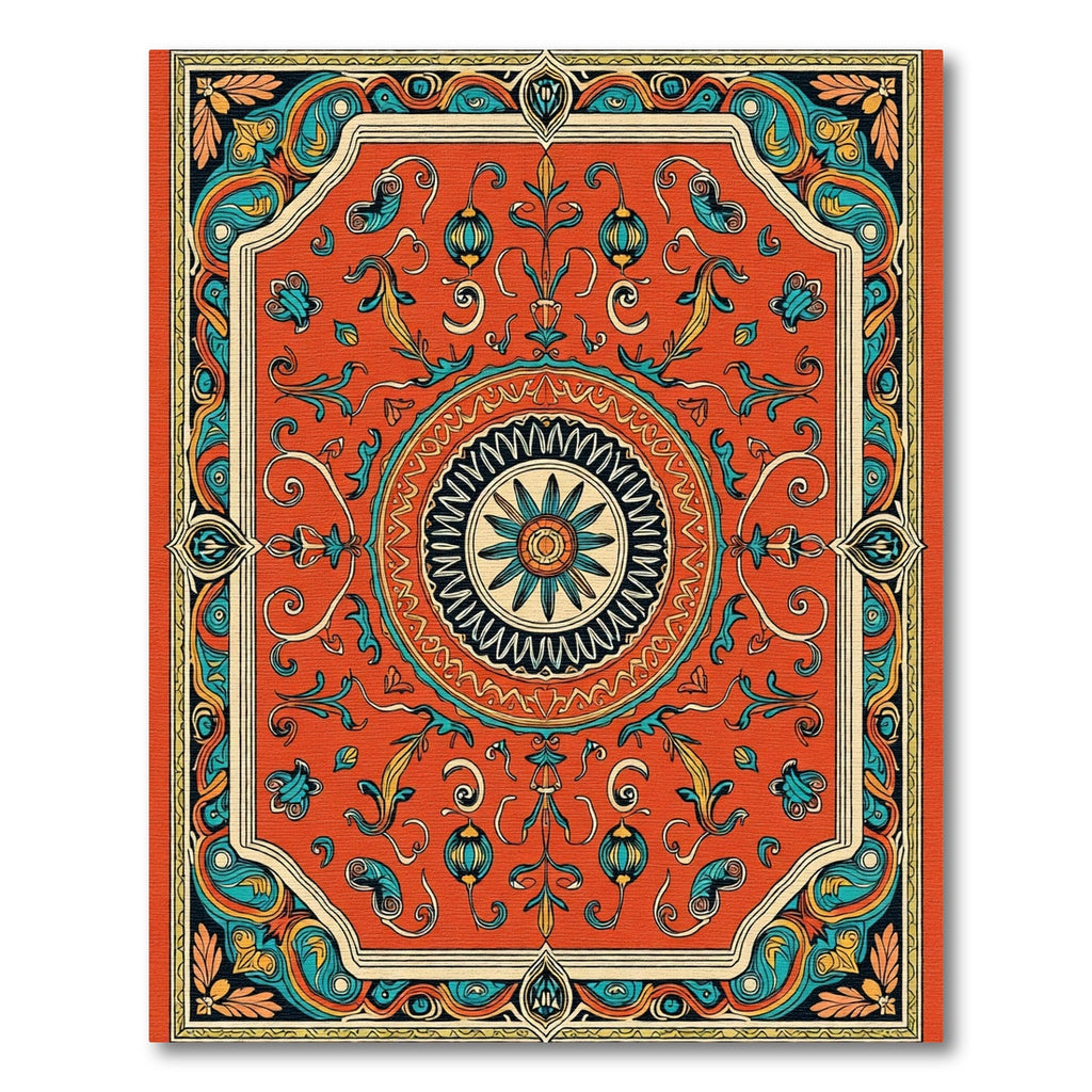 Vibrant Red Floral Medallion Rug