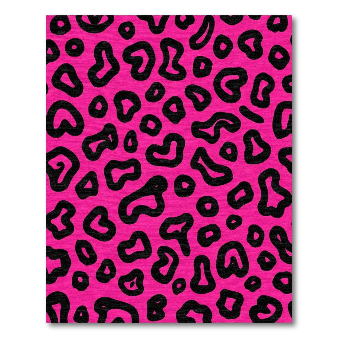 Vibrant Pink Black Leopard Spots Rug