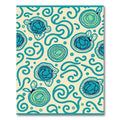 Teal Blue Floral Swirl Cream Rug