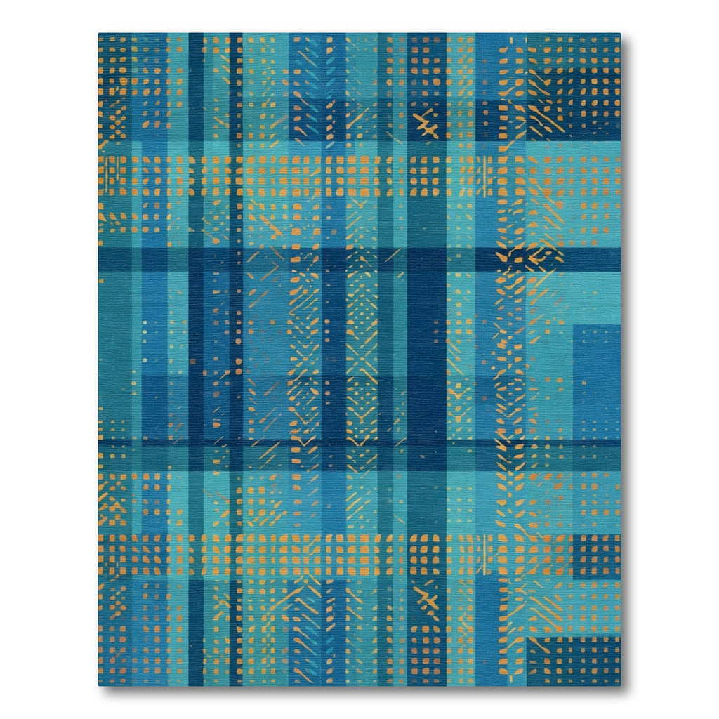Abstract Blue Orange Plaid Rectangle Overlay Rug