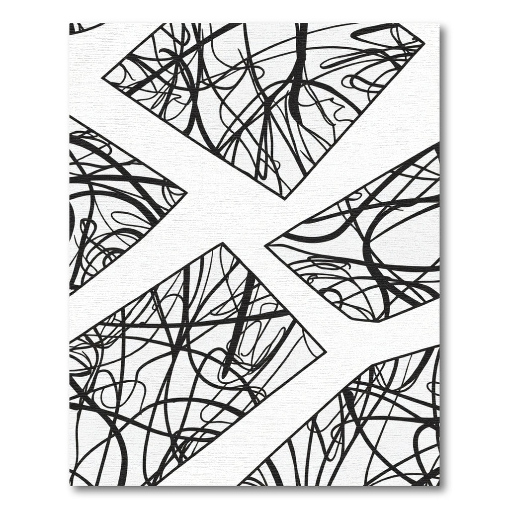 Monochrome Organic Line Art Diamond Rug