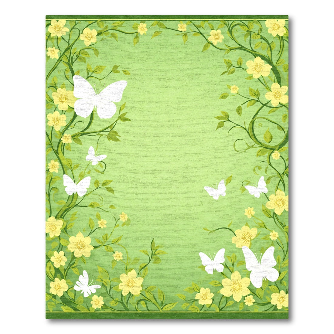 Whimsical White Butterfly Yellow Floral Rug
