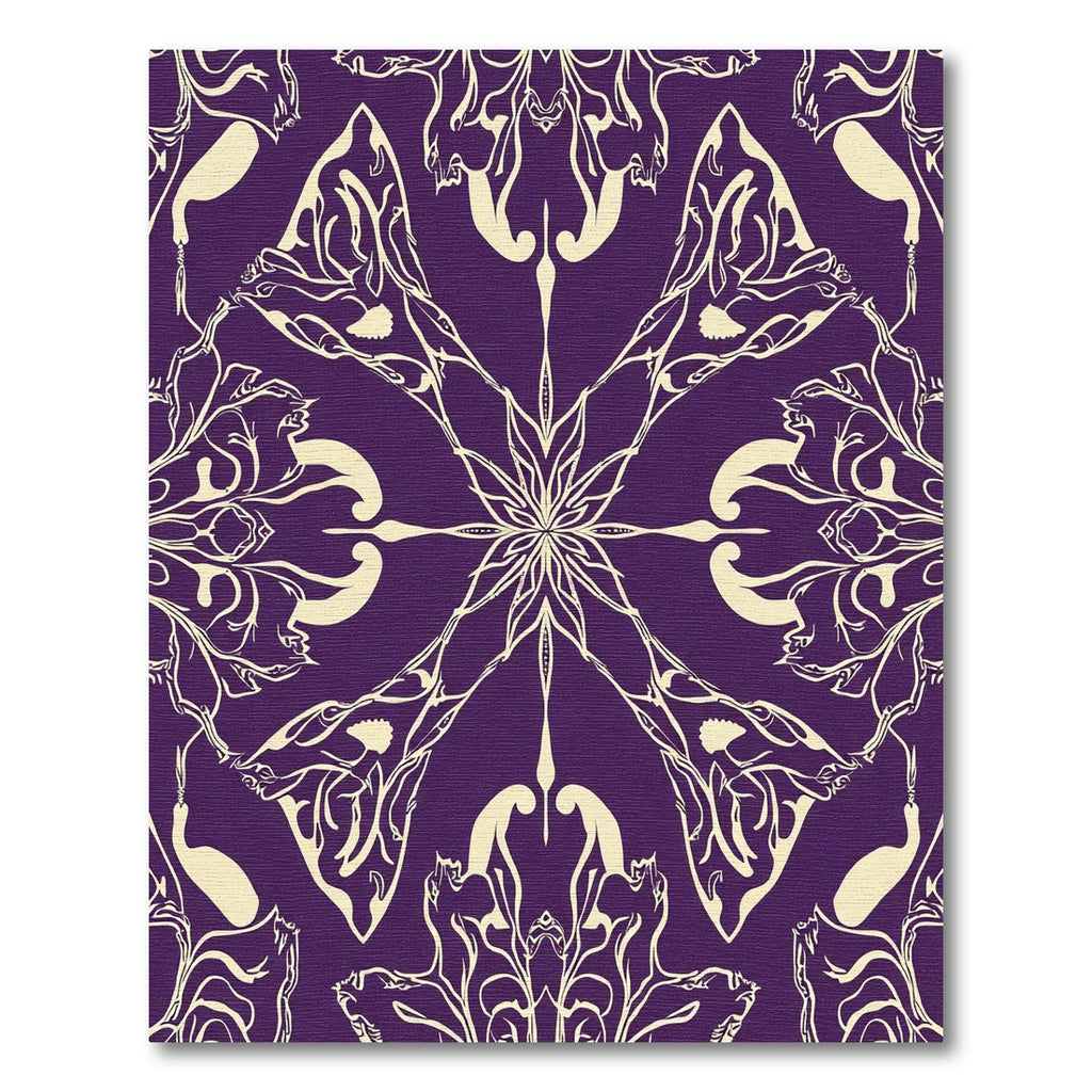 Purple Beige Symmetrical Floral Emblem Rug