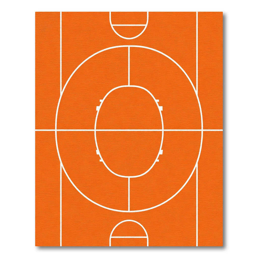 Vibrant Orange Hoop Court Graphic Rug