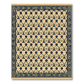 Beige Navy Geometric Chain Medallion Rug