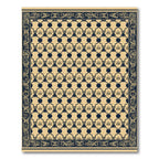Beige Navy Geometric Chain Medallion Rug