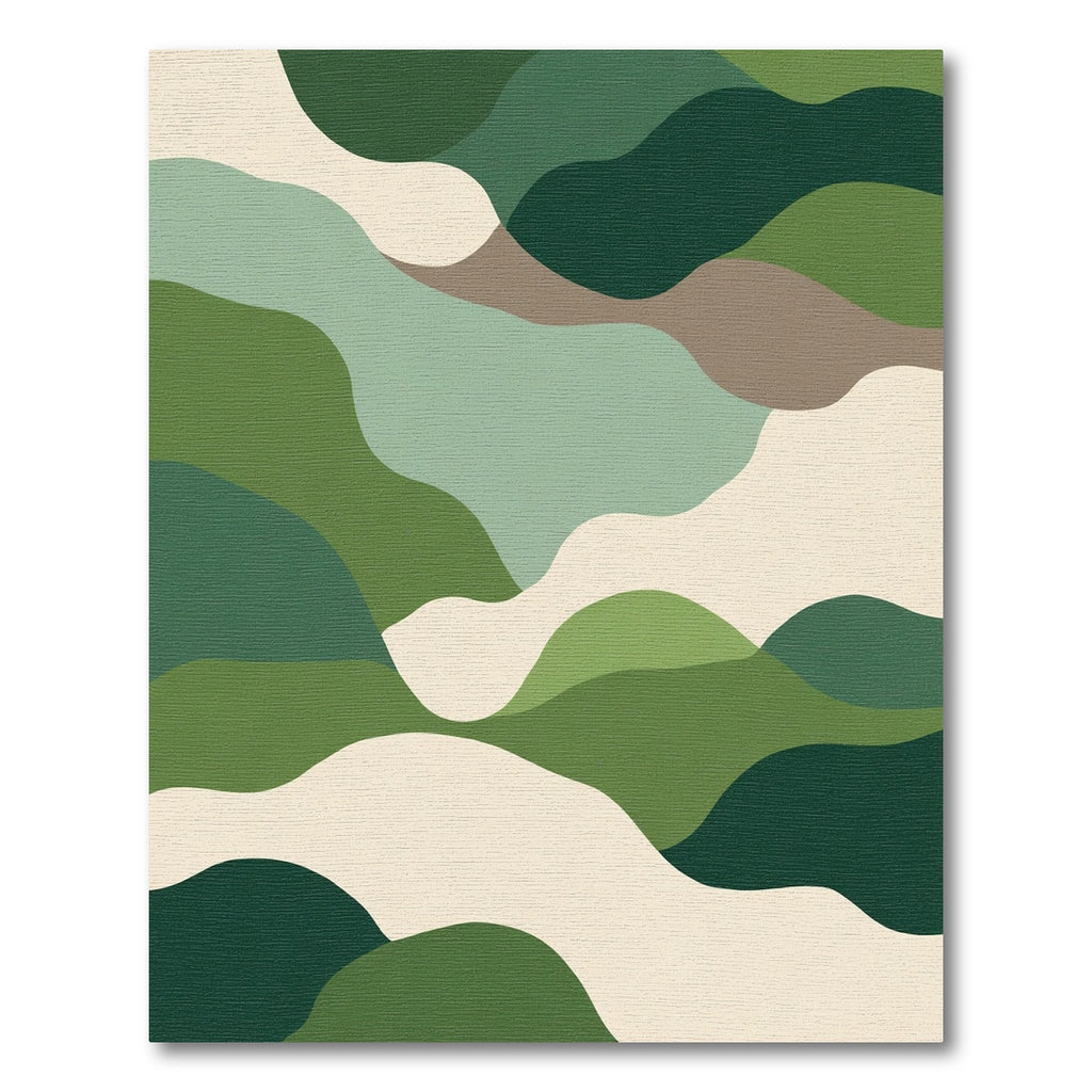 Abstract Green Wave Landscape Rug