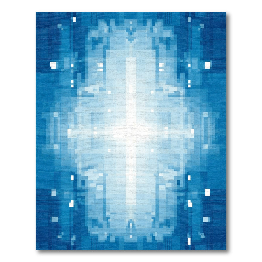 Radiant Blue Geometric Light Burst Rug