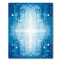 Radiant Blue Geometric Light Burst Rug
