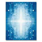 Radiant Blue Geometric Light Burst Rug