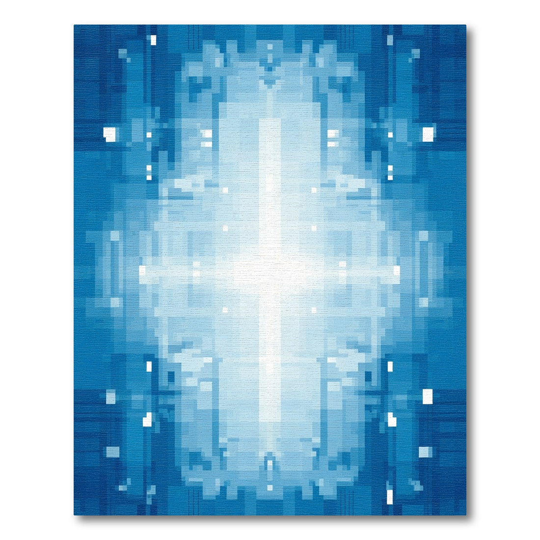 Radiant Blue Geometric Light Burst Rug