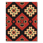 Red Black Cream Medallion Diamonds Rug