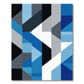 Abstract Blue Faceted Shapes Rug