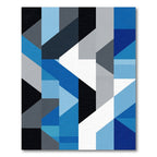 Abstract Blue Faceted Shapes Rug