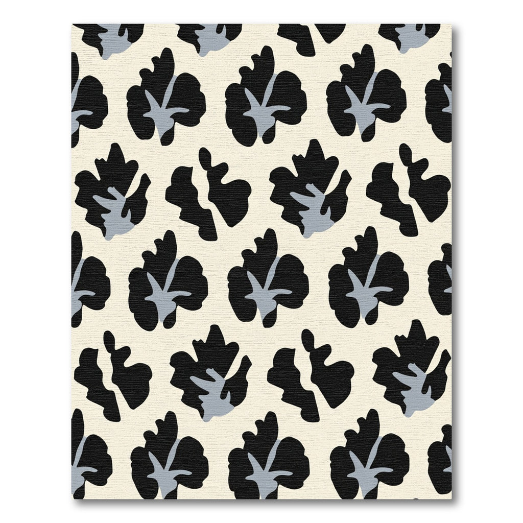 Cream Black Gray Floral Bloom Rug