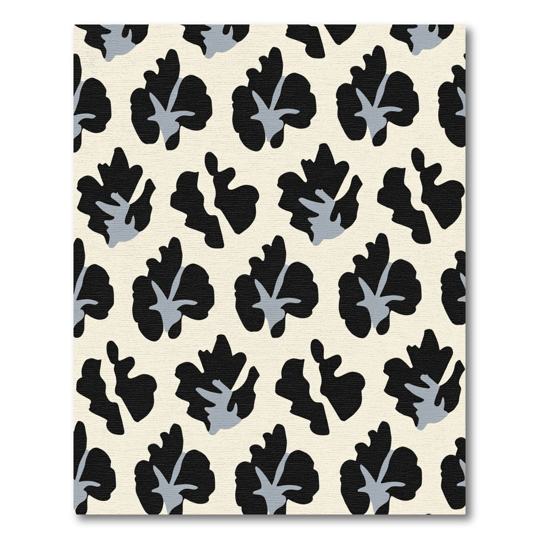 Cream Black Gray Floral Bloom Rug