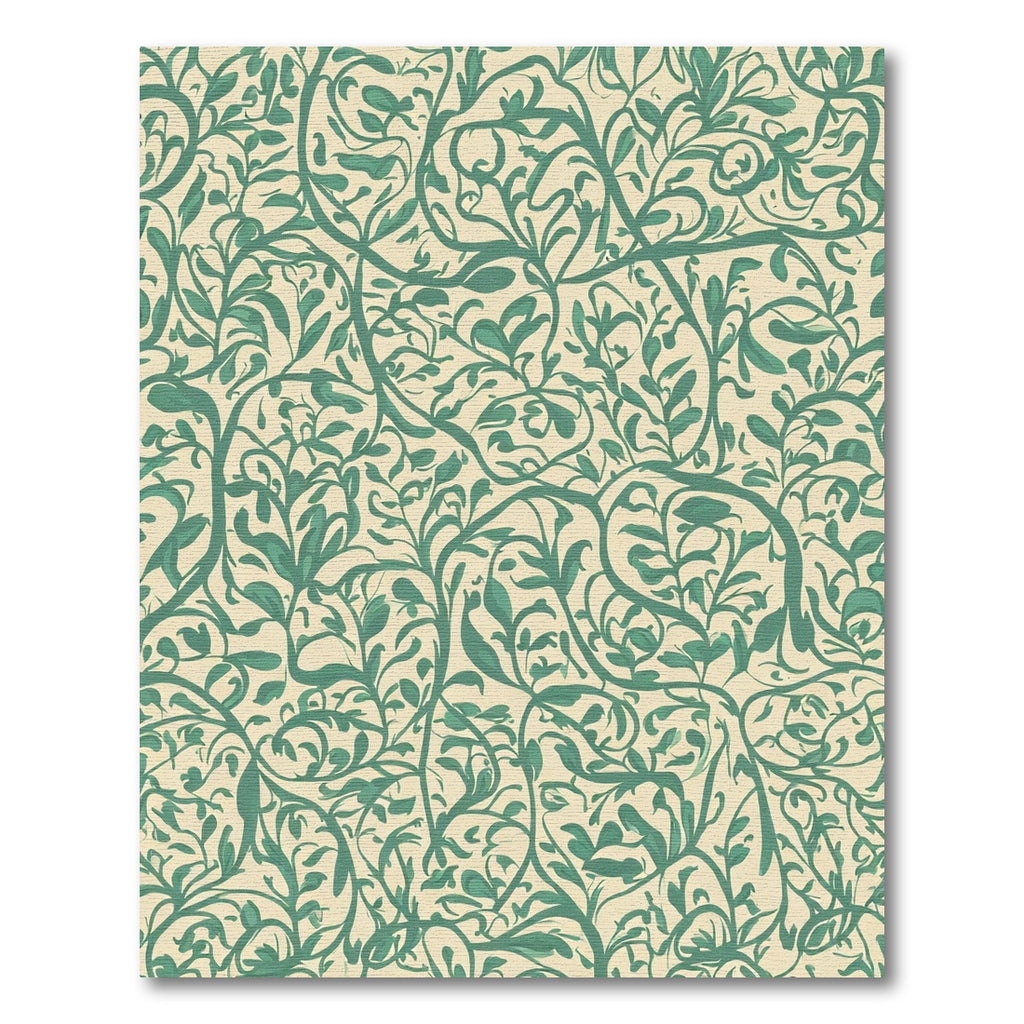 Sage Green Leafy Vine Swirls Rug