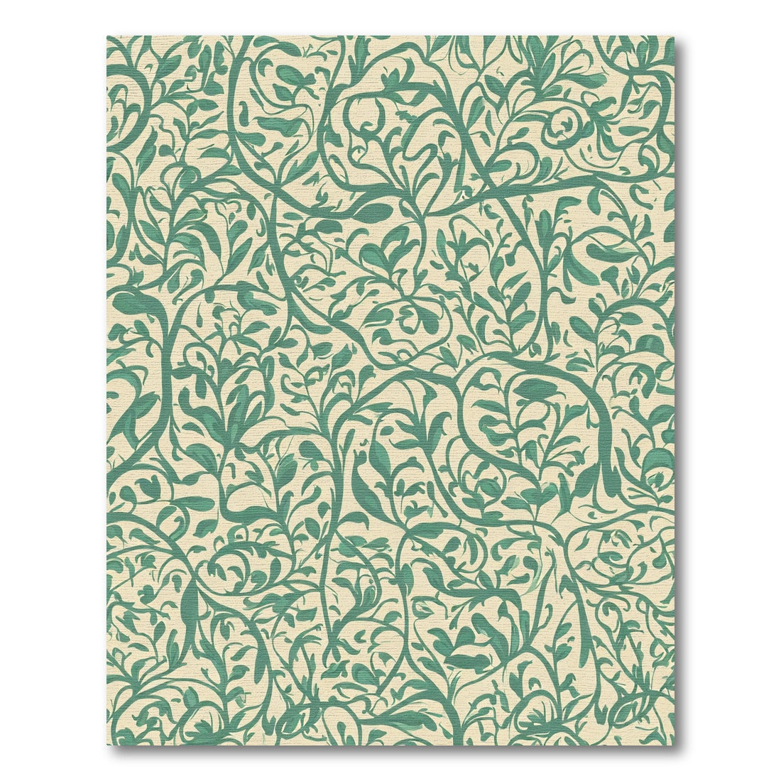 Sage Green Leafy Vine Swirls Rug