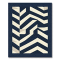 Modern Navy Cream Geometric Chevron Rug