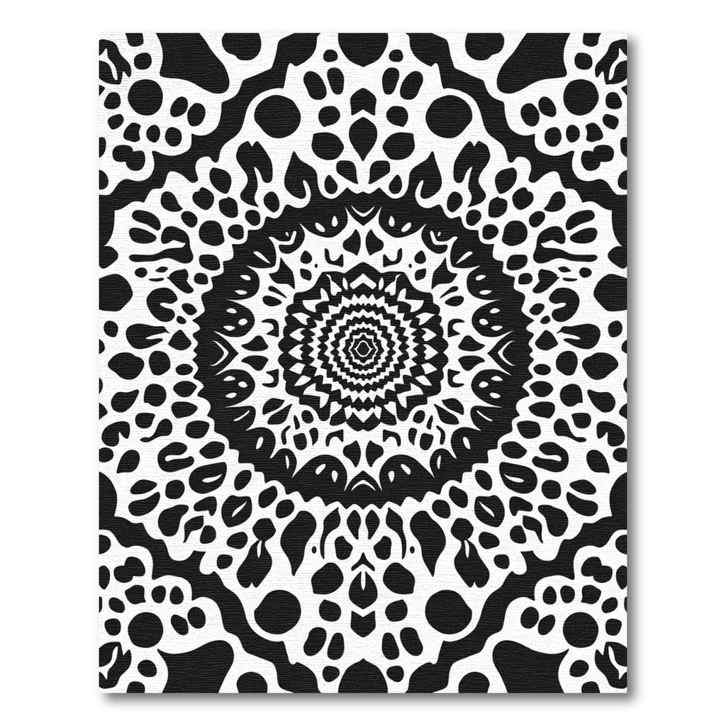 Black White Optical Illusion Mandala Rug