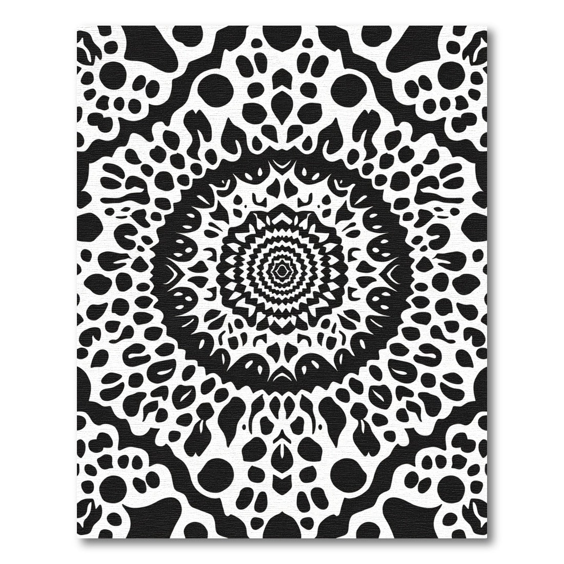 Black White Optical Illusion Mandala Rug