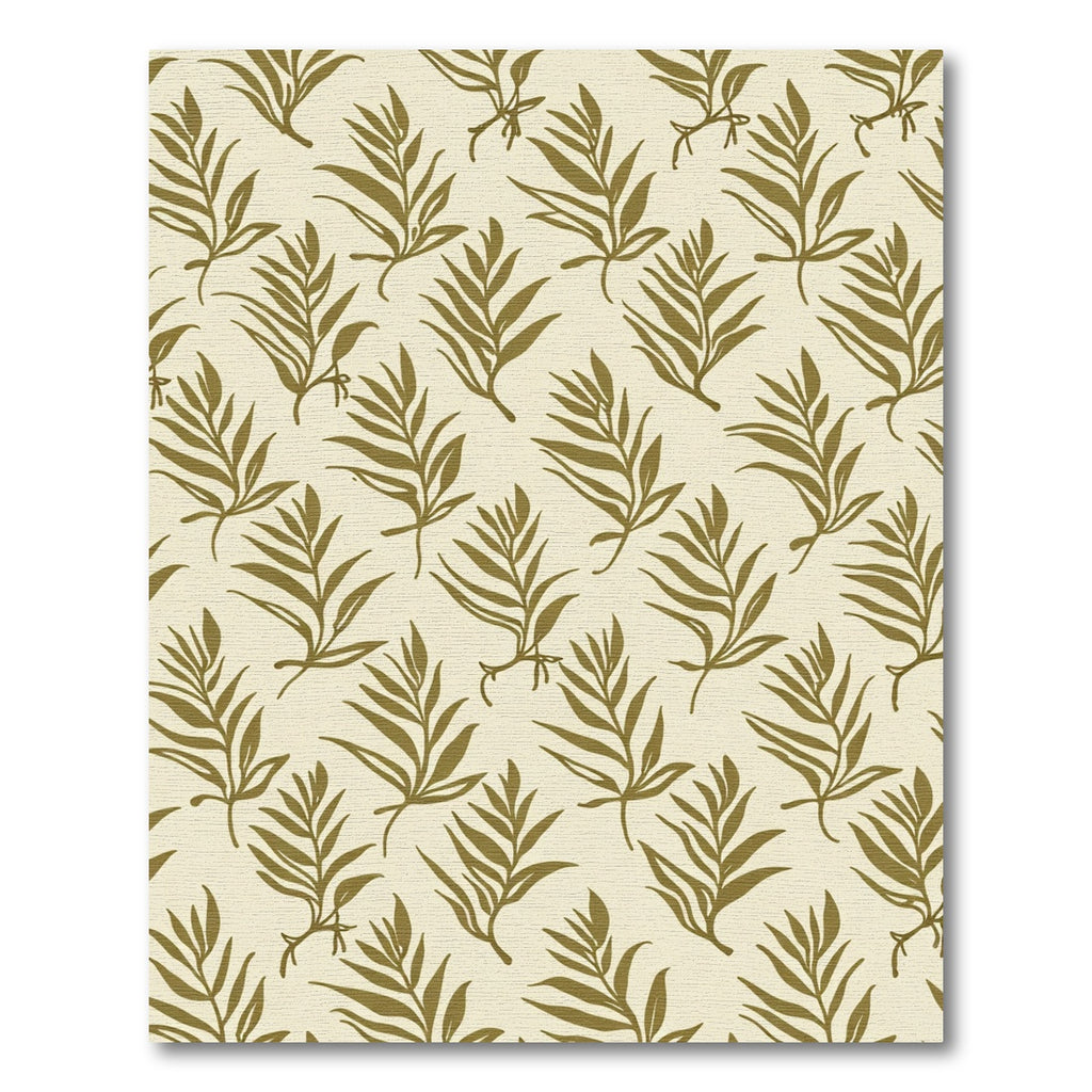 Olive Green Leafy Branch Pattern Rug