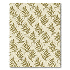 Olive Green Leafy Branch Pattern Rug