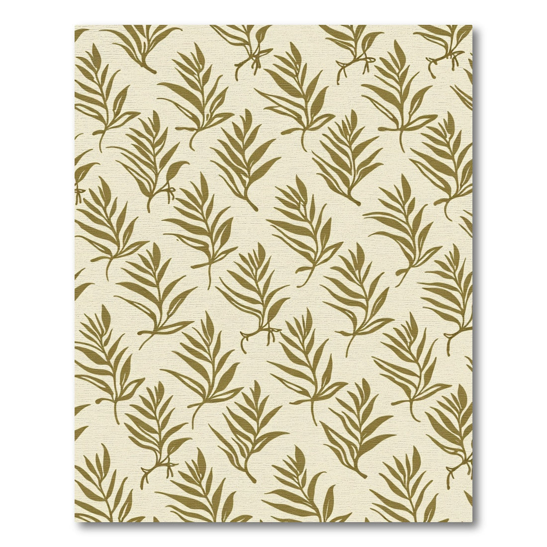 Olive Green Leafy Branch Pattern Rug