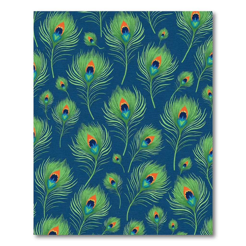Vibrant Peacock Feather Navy Blue Rug