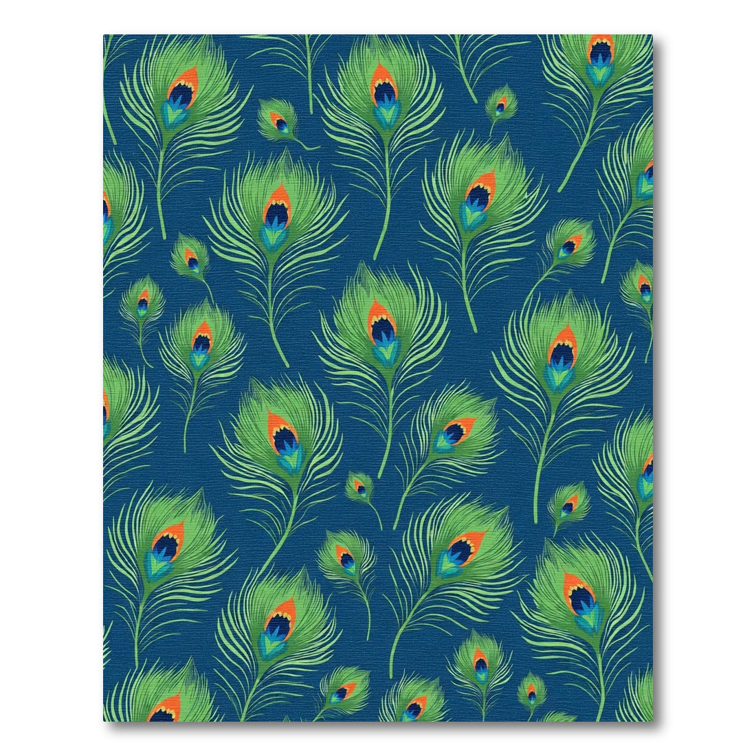 Vibrant Peacock Feather Navy Blue Rug