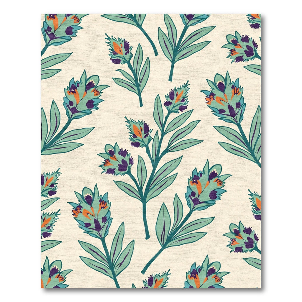Teal Orange Botanical Blossom Statement Rug