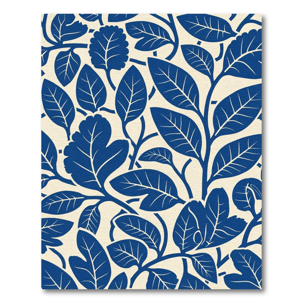 Deep Blue Botanical Vines Rug