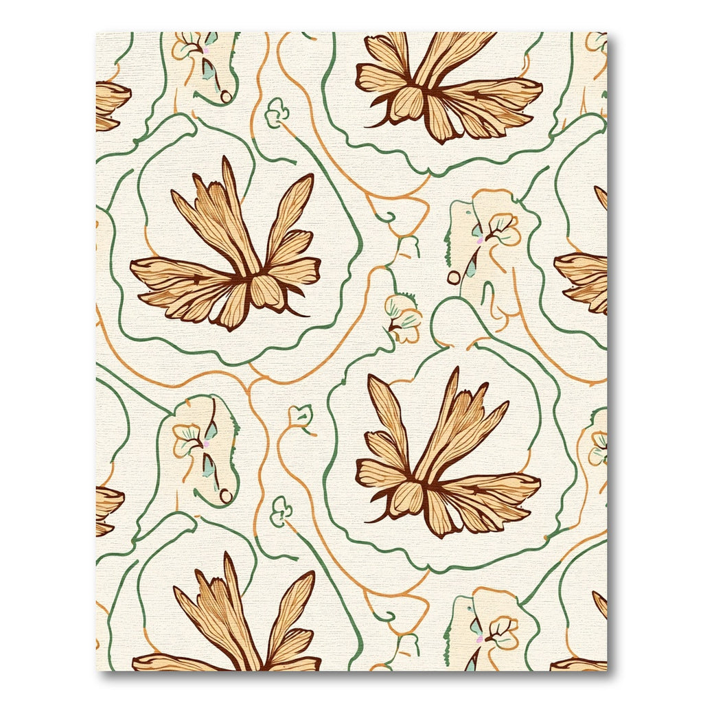 Earthy Tone Organic Flower Vines Rug