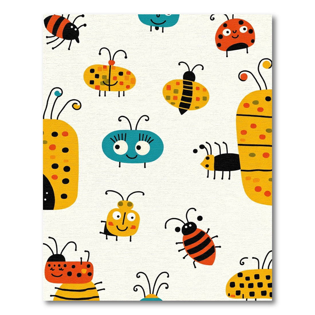Whimsical Ladybug Bee Bug Array Rug