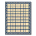 Navy Cream Geometric Square Border Rug