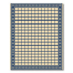 Navy Cream Geometric Square Border Rug