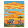 African Sunset Elephant Family Vista Rug