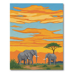 African Sunset Elephant Family Vista Rug